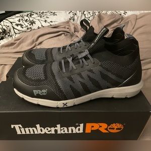 Timberland Pro Steel toe work shoes.